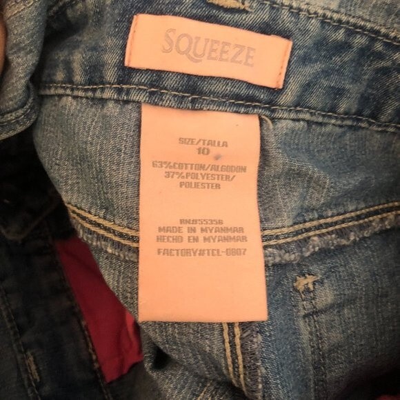 Squeeze Girls Denim Overall Shorts Size 10 Blue Distressed Jean Bib Shortalls - Picture 4 of 6